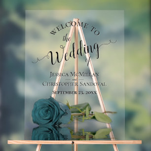 Panneau En Acrylique Elégant Dusty Turquoise Rose Romantique Mariage Bi