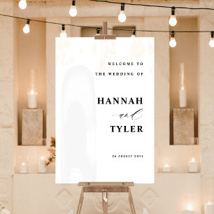 Panneau En Acrylique Elégant et moderne Mariage Accueil Blanc