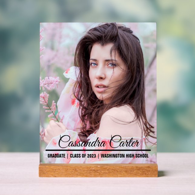 Panneau En Acrylique Élégant Faire-part photo personnalisé (Neutre)