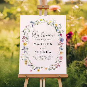 Panneau En Acrylique Élégant Fleur sauvage Meadow Blush Mariage Bienven
