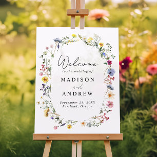 Panneau En Acrylique Elégant Fleur sauvage Meadow Mariage Bienvenue