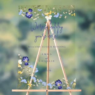 Panneau En Acrylique Élégant fleur sauvage Welcome Boho Mariage
