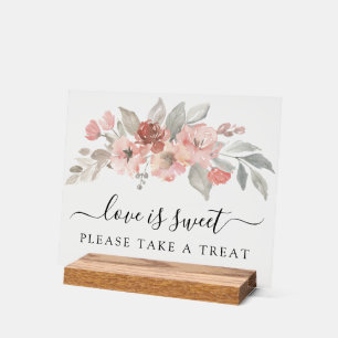 Panneau En Acrylique Élégant floral aquarelle rose pâle Love is Sweet