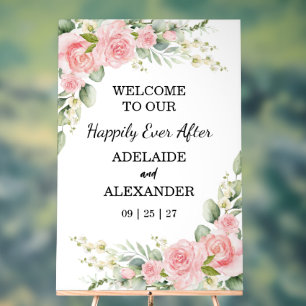 Panneau En Acrylique Élégant floral botanique rose rose mariage  