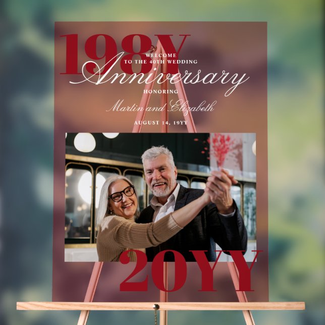 Panneau En Acrylique Élégant grand nombre 40e anniversaire de Mariage P (Neutre)