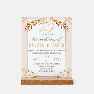 Panneau En Acrylique Elegant Green & Gold Acrylic Welcome Sign