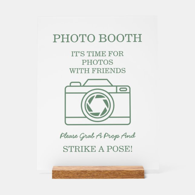 Panneau En Acrylique Elegant Green Winter Botanical Wreath Photo Booth  (Recto)
