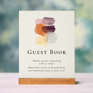Panneau En Acrylique Élégant livre d'hôtes Mariage de feuilles d'automn