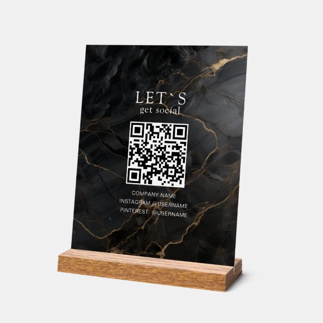 Panneau En Acrylique Elegant Marble-Black-Gold Salon Social Media  (Angle)