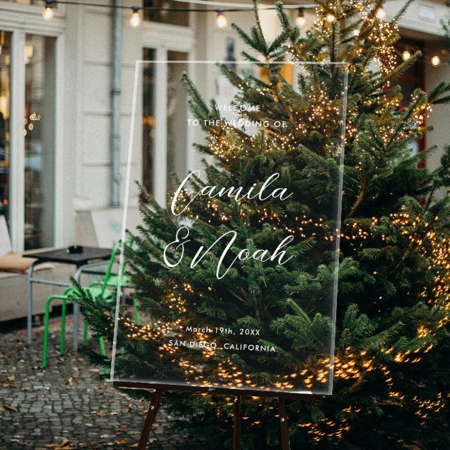 Panneau En Acrylique Elégant mariage blanc d'hiver Bienvenue (Créateur téléchargé)