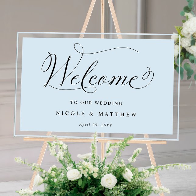 Panneau En Acrylique Élégant Mariage bleu Dusty Welcome Acrylique (Créateur téléchargé)