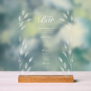 Panneau En Acrylique Élégant Mariage de barre menu Signal acrylique