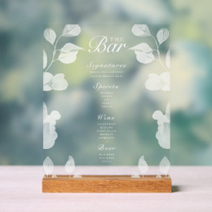 Panneau En Acrylique Élégant Mariage de barre menu Signal acrylique