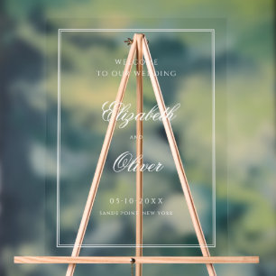 Panneau En Acrylique Élégant Mariage de calligraphie classique Bienvenu