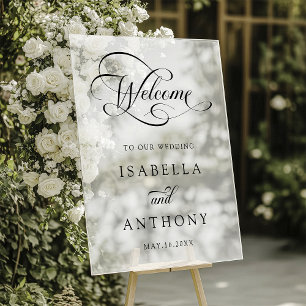 Panneau En Acrylique Élégant Mariage de calligraphie Tourbillonnant Bie