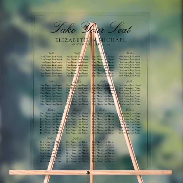 Panneau En Acrylique Elégant Mariage de script noir et blanc (Neutre)