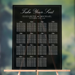 Panneau En Acrylique Elégant Mariage de script noir et blanc