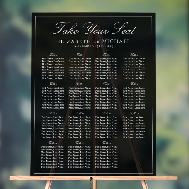 Panneau En Acrylique Elégant Mariage de script noir et blanc (Neutre)