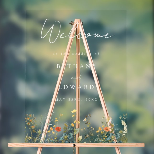 Panneau En Acrylique Élégant Mariage Fleur sauvage (Neutre)