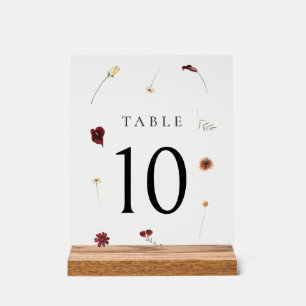 Panneau En Acrylique Élégant Mariage Fleur sauvage d'automne Numéro de 