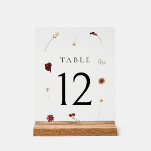 Panneau En Acrylique Élégant Mariage Fleur sauvage d'automne Numéro de