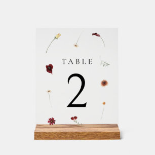 Panneau En Acrylique Élégant Mariage Fleur sauvage d'automne Numéro de 