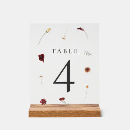 Panneau En Acrylique Élégant Mariage Fleur sauvage d'automne Numéro de 