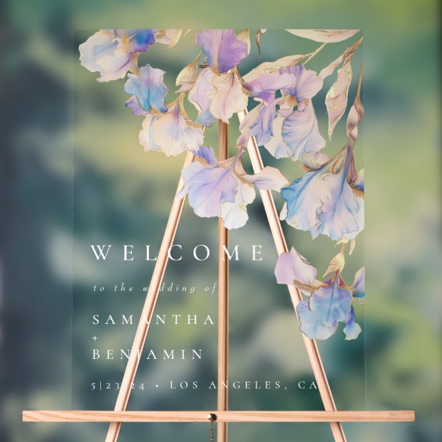 Panneau En Acrylique Élégant Mariage floral Iris (Neutre)