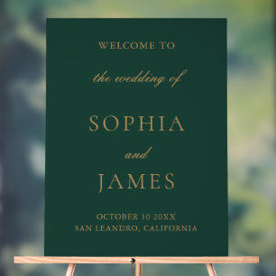 Panneau En Acrylique Élégant Mariage minimaliste Emerald Green Gold