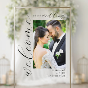 Panneau En Acrylique Elégant Mariage photo moderne Bienvenue