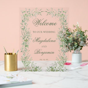 Panneau En Acrylique Élégant mariage vert sauge délicat et verdoyant
