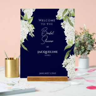 Panneau En Acrylique Elégant Marine White Hydrangeas Douche Bienvenue