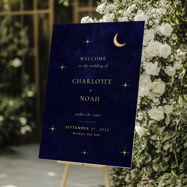 Panneau En Acrylique Elegant Midnight Celestial Wedding Welcome (Créateur téléchargé)