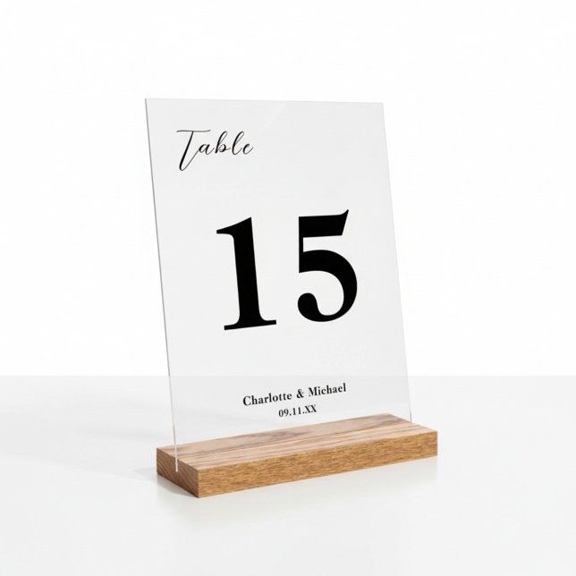 Panneau En Acrylique Elegant Minimalist Wedding Table Number (Créateur téléchargé)