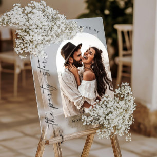 Panneau En Acrylique Élégant minimaliste Mariage photo de bienvenue