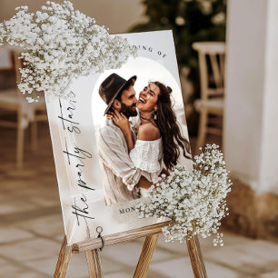 Panneau En Acrylique Élégant minimaliste Mariage photo de bienvenue