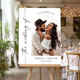 Panneau En Acrylique Élégant minimaliste Mariage photo de bienvenue