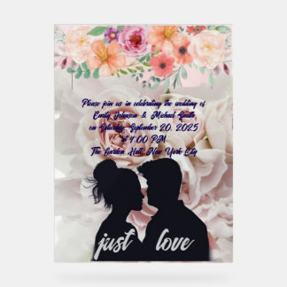 Panneau En Acrylique Élégant Modèle d'invitation de mariage