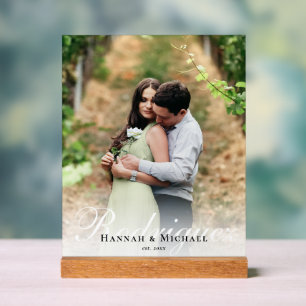 Panneau En Acrylique Élégant Moderne Calligraphie Nom Mariage