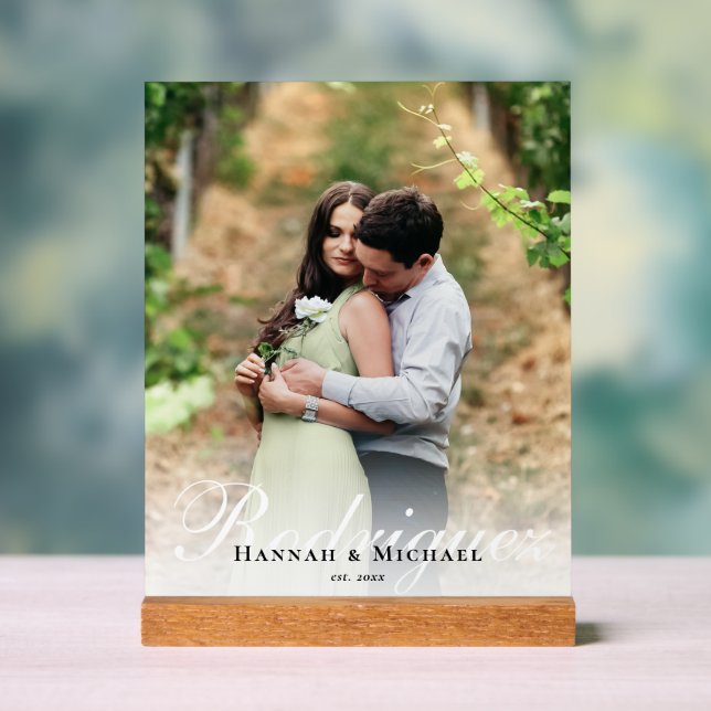 Panneau En Acrylique Élégant Moderne Calligraphie Nom Mariage (Neutre)