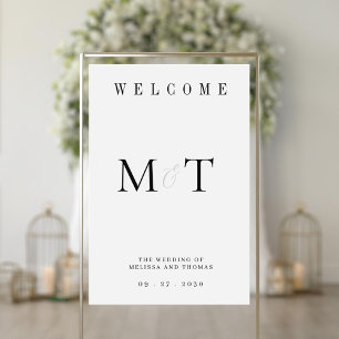 Panneau En Acrylique Élégant Monogramme minimaliste Mariage Bienvenue