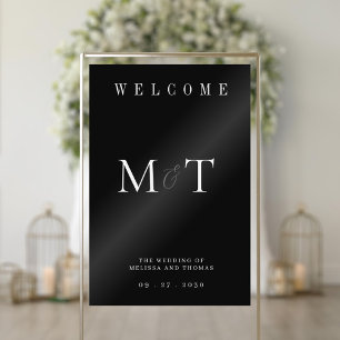 Panneau En Acrylique Élégant Monogramme minimaliste Mariage Bienvenue
