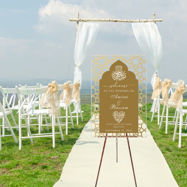 Panneau En Acrylique Élégant Motif de l'arc islamique Couples Mariage (Créateur téléchargé)