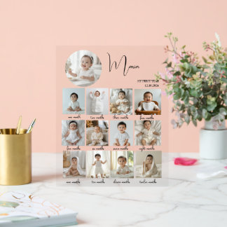 Panneau En Acrylique Elegant My First Year Collage Custom Photo
