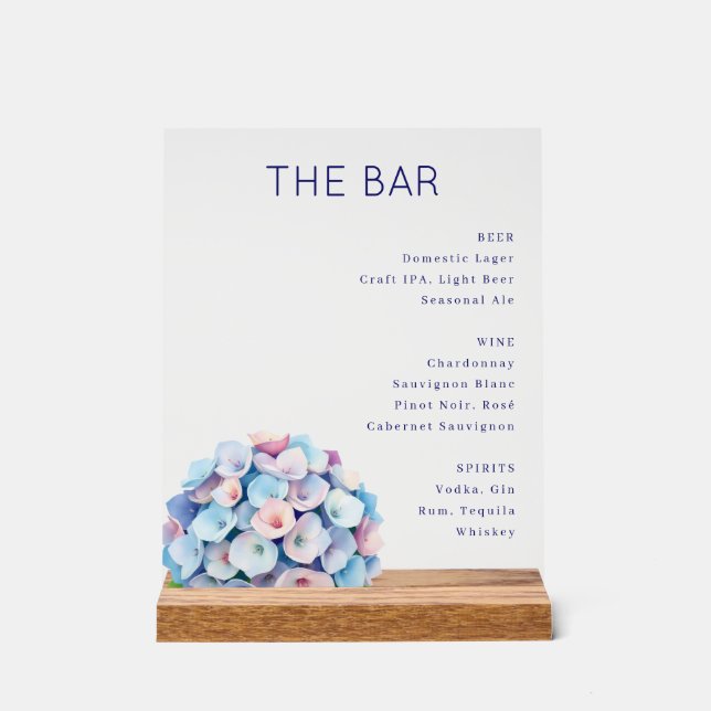 Panneau En Acrylique Elegant Navy Blue Minimalist Bar Menu (Recto)
