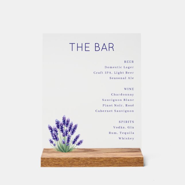 Panneau En Acrylique Elegant Navy Blue Minimalist Bar Menu (Recto)