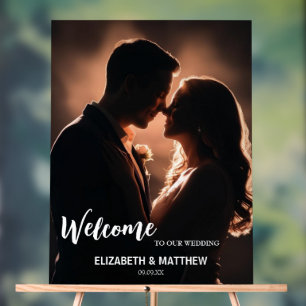 Panneau En Acrylique Elégant noir & blanc photo mariage romantique