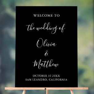 Panneau En Acrylique Élégant noir classique minimaliste Mariage