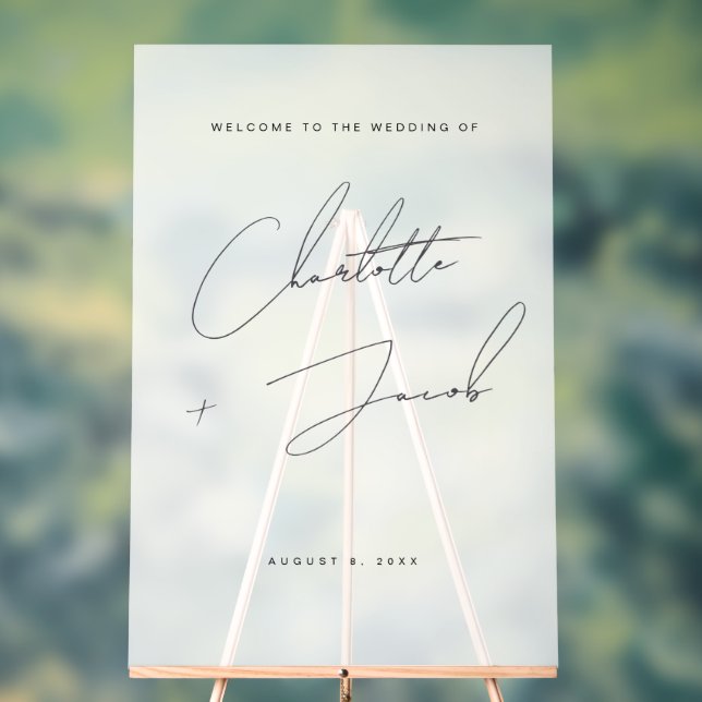 Panneau En Acrylique Élégant Nom Moderne écriture Bienvenue Mariage giv (Neutre)