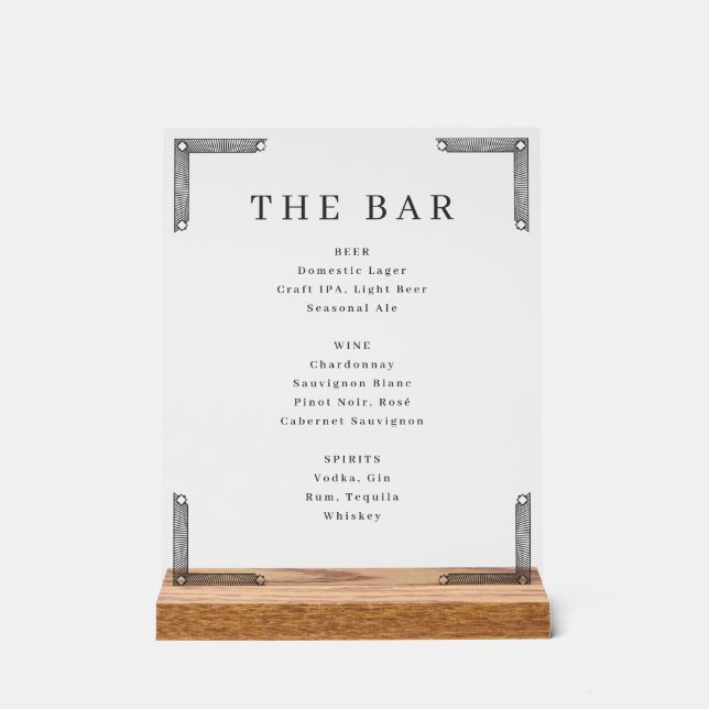 Panneau En Acrylique Elegant Off-White Geometric Bar Menu (Recto)